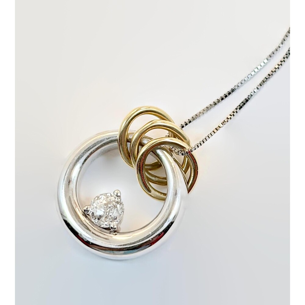 Diamond Necklace Pendant: 18K Gold, Two Tone, White Gold, Yellow Gold, 18K Chain